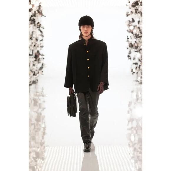 GUCCI FW21 Size M Black Velvet Leather Trim Cotton Riding Helmet - Picture 2 of 12